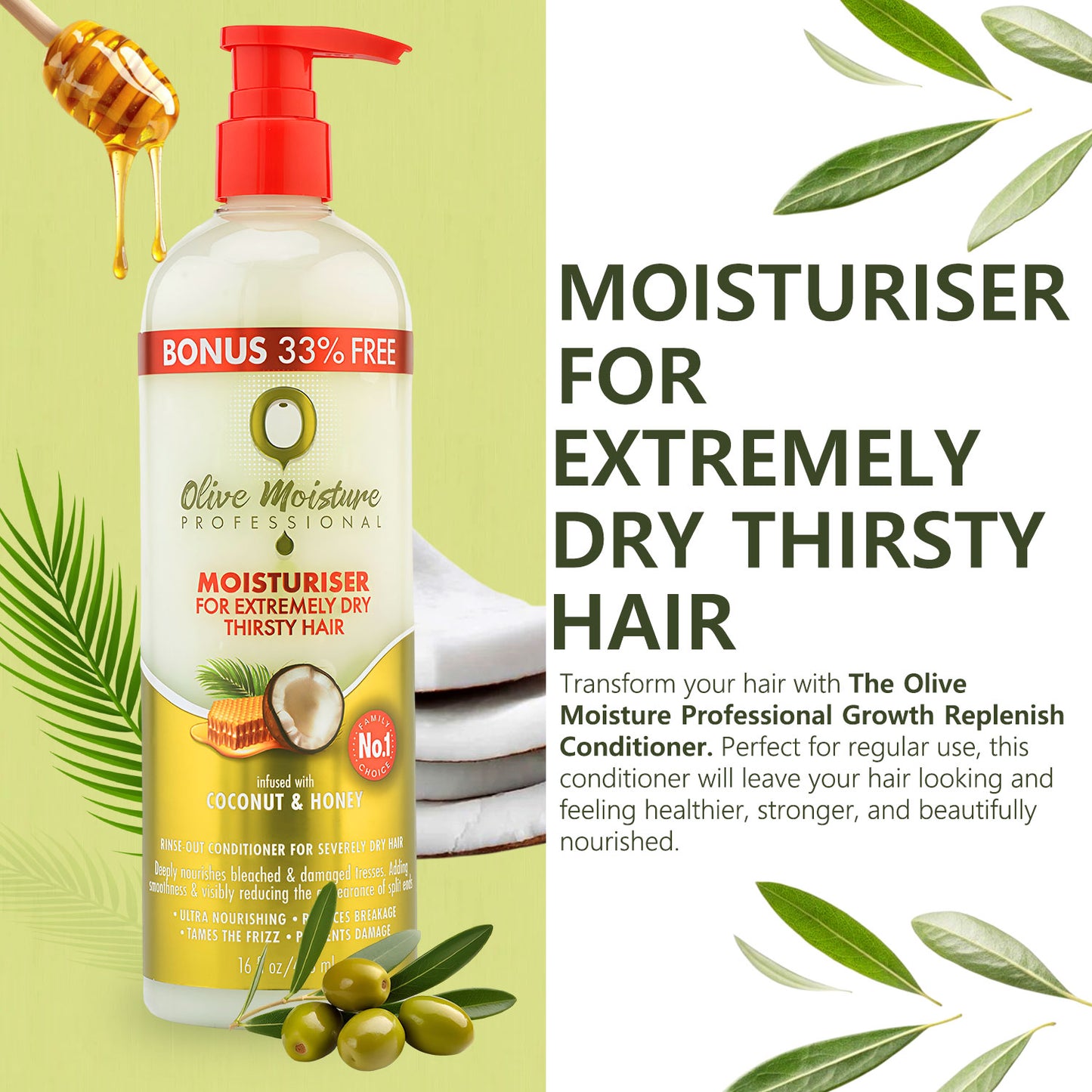 Olive Moisture Professional Moisturiser For Extremely Dry, Thirsty Hair