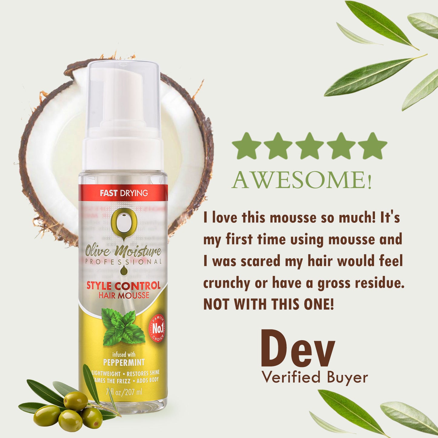 Olive Moisture Professional Style Control Hair Mousse