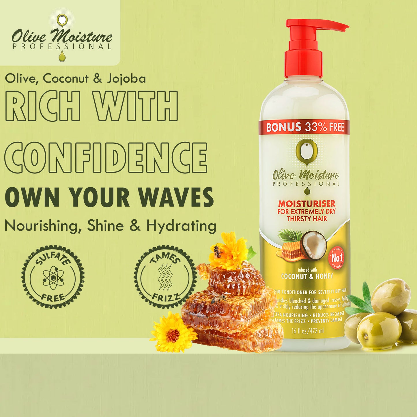 Olive Moisture Professional Moisturiser For Extremely Dry, Thirsty Hair